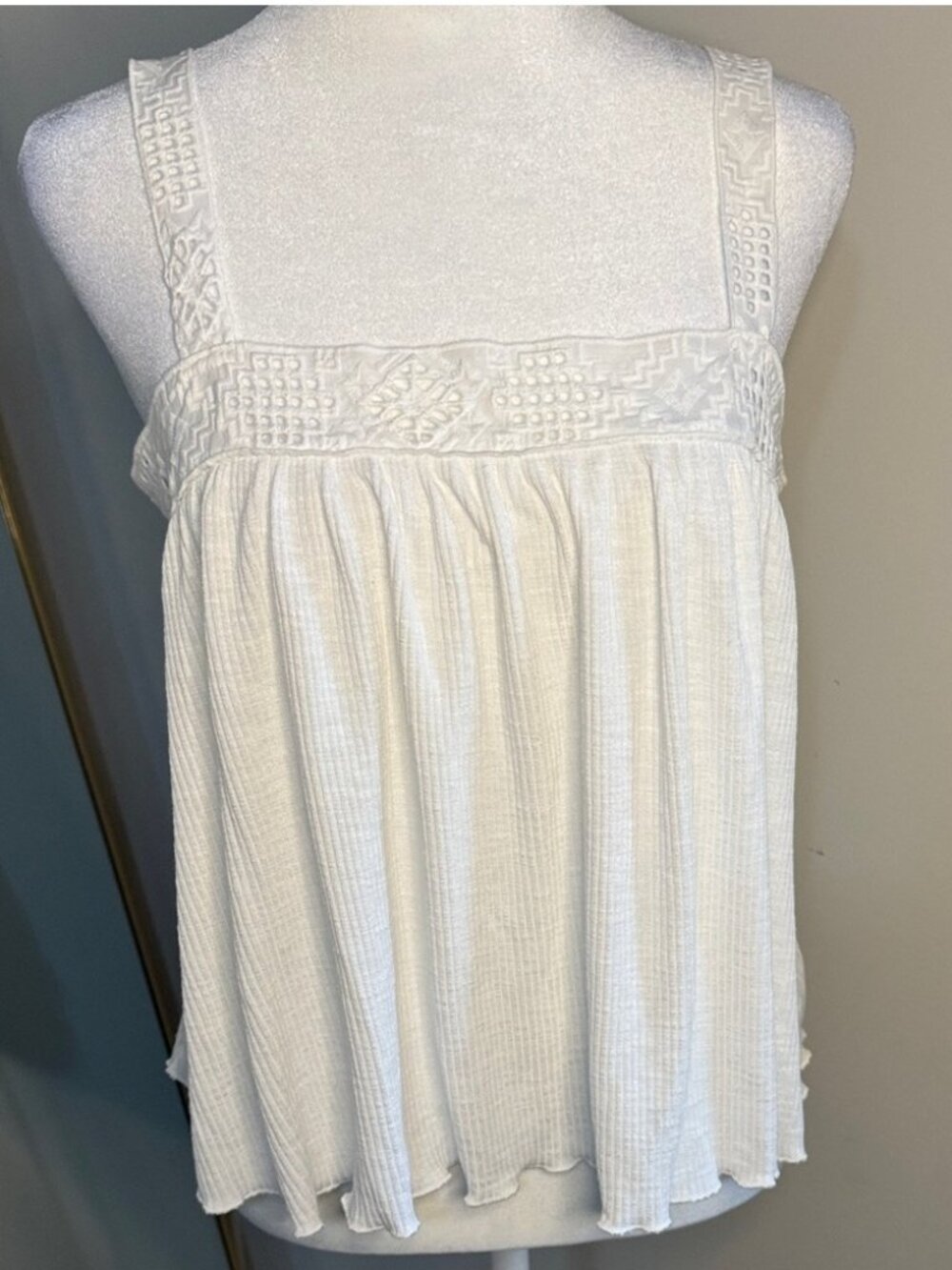 White Embroidered Square-Neck Camisole Top